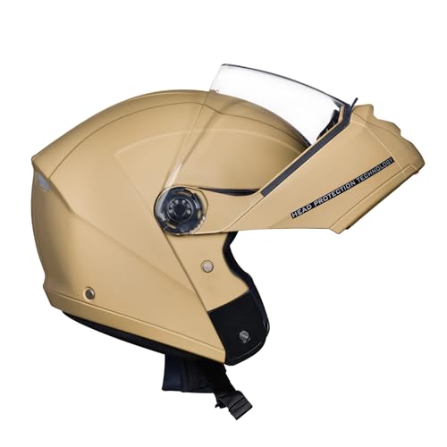 Image of Royal Enfield MOD Adroit Modular Flip up Helmet | ISI Certified | Thermosplastic Shell | Micrometric Lock | UV Treated & Scratch Resistant Visor |Desert Storm (XL) 62CM