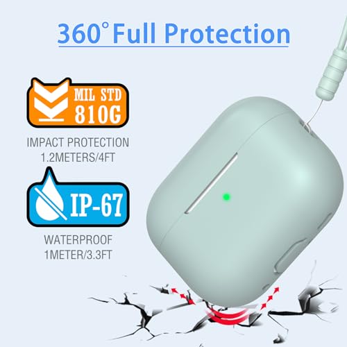 MHYALUDO Compatible with AirPods Pro 2nd Generation Case Cover, Anti-Fall Soft Silicone Shock-Absorbing Compatible with AirPods Pro Case Skin Touch with Lanyard and Cleaning Kit, Turquoise - Image 3