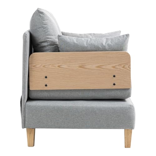 [En.Casa] Poltrona Trasformabile In Letto Con Apertura A Libro Divano Ribaltabile In Letto Singolo Rivestimento In Tessuto Cuscini Inclusi 81X88X68Cm Grigio Chiaro - 9