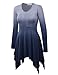 Made By Johnny Women's Solid/Tie Dye V Neck Long Sleeve Pleats Tunic Top S-3XL Plus Size- Made in USA