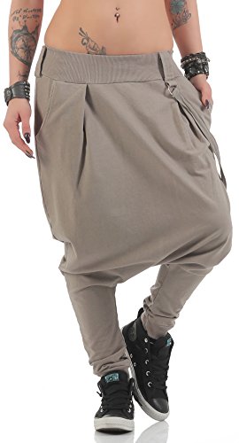 Malito Damen Haremshose mit tiefem Schritt | Jogginghose in Unifarben | Baggy zum Tanzen | Sweatpants - Aladinhose 91086 (Fango) Malito Damen Haremshose mit tiefem Schritt | Jogginghose in Unifarben | Baggy zum Tanzen | Sweatpants - Aladinhose 91086 (Fango)