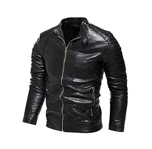 Blouson cuir homme noir col fourrure pour affronter le froid urbain au quotidien