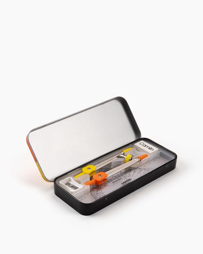 Image of Camel Scholar Geometry Box - Premium 12-Piece Technical Drawing Set in Sturdy Metal Case for School & Professional Use