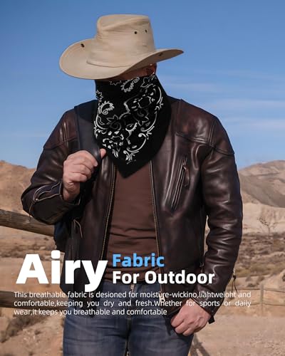 27.5 Inches Western Bandana Scarf With Leather Scarf Buckle, 100% Cotton Neck Scarf for Men Cowboy Scarves2