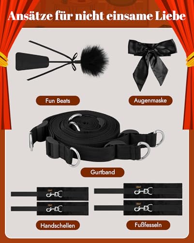 UTIMI BDSM Bondage set Bettfesseln - Sex Spielzeug mit Seil Augenbide Handschellen Fußfesseln Bett Set Fesseln Sexspielzeug Erotik Fesselset für Liebhaber Extreme Anfänger und erfahrene Paare,Schwarz