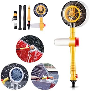 Rotating Car Wash Brush, High Pressure Car Foam Brush Rotating Automatic Sponge Hose Washing with Cleaner Cup Car Styling
