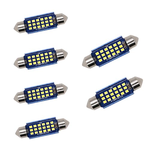YOUNLEN auto lampadina siluro led Canbus no error c5w Super Bright 12V 24V CANBUS Error Free usato per Interior Dome Light Map Targa Luci di Cortesia Luce cupola della carta(Bianco) (41MM)