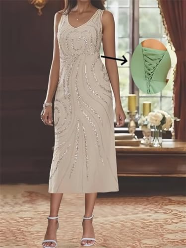 2 Piece Chiffon Mother of The Bride Dresses with Jacket Long Sleeves Sequin Formal Dresses for Women2