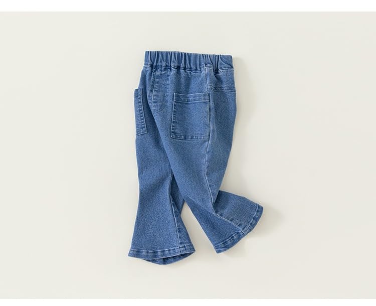 Toddler Girls Casual Flared Jeans Solid Bell Bottoms Jeans Denim Pants Spring High Waist Pockets Trousers Streetwear3