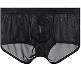[ジーステーション] S ブラック シルキーサテン調 光沢ショートトランクス 滑らか ローライズ 前開き 接触冷感