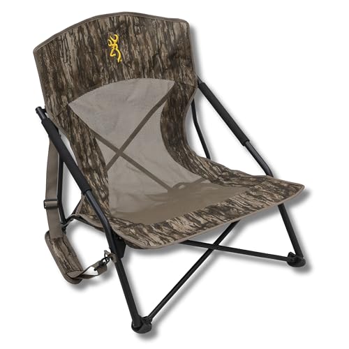 Browning Strutter Hunting Chair Low-Profile Folding Turkey & Predator Chair in Realtree Legacy with Rotating Feet Steel Frame Carry Strap & Compact Design for Hunting and Camping