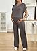 BLENCOT Maternity Matching Sets Lounge Set 2 Piece Outfits Adjustable Long Pants Short Sleeve Pregnancy Clothes Summer Loungewear Pajamas Sets Carbon Grey M