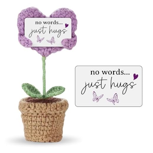 Sympathy Gifts for Loss of Loved One - Handmade Crochet Mini Heart Hugging, No Words, Just Hugs... Memorial Gifts, Bereavement Gift Idea for Loss of Mom, Dad, or Loved One