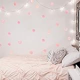 Pink Polka Dot Wall Decals 36pcs Watercolor Dots Wall Sticker for Kids Baby Girls Teens and Nursery Room (6 Sheets)