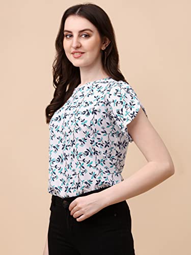 Image of Wedani Women's Casual Short Sleeves Round Neck Foral Regular Fit Top