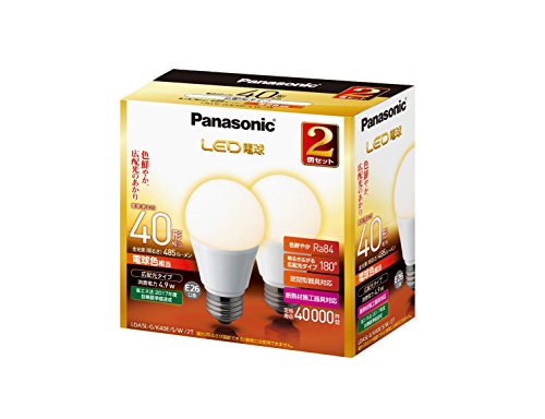 パナソニック LED電球 口金直径26mm 電球40W形相当 電球色相当(4.9W) 一般電球・広配光タイプ 2個入 密閉形器具対応 LDA5LGK40ESW2T