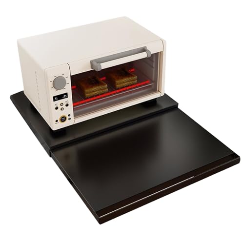 TRWWFEXO Microwave Oven Rack, Carbon Steel Pull Out Shelf with Sliding Soft...