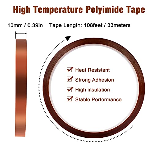 Heat Tape Heat Resistant Tape 4 Rolls 10mm x33m（108ft）| Heat Tape for Sublimation Heat Transfer Tape High Temperature Tape for Heat Press, No Residue by Nonley - Thumbnail 2