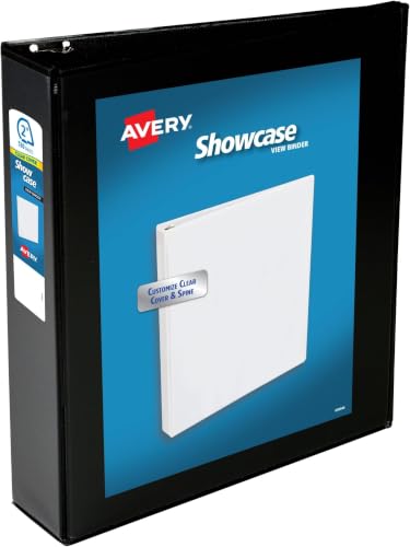 Image of Avery Showcase Standard View 3 Ring Binder, 2 inch Slant Rings, 530-Sheet Capacity, 2.8 Inch Wide Spine, 1 Black Binder, Ideal for Lightweight Organization and Occasional Referencing (19700) (Pack of 12)