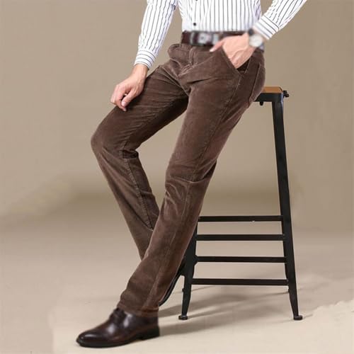 Men's Classic-Fit Corduroy Pant, Men Straight Fit Flat-Front Casual Business Loose Stretch Corduroy Pant2