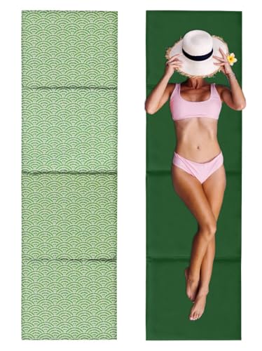 DOMAREX XXL Strandmatte - 180x50x2 cm - Dicke & Faltbare Strandliege für Steinstrand & Sand - Wasserdicht, Groß, Robust & Bequem - Perfekt für Outdoor & Reisen - Blue Passion (Alicante Geo)