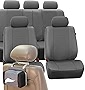 FH Group Car Seat Covers Deluxe Leatherette Full Set Gray, Airbag Compatible Split Bench Tan Automotive Seat Cover Combo Tissue Dispenser Case Universal Fit for Car Trucks SUV Car Seat Cover