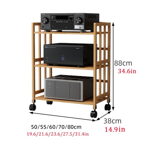 Gabinete de audio Hi-Fi Walnut con estante de audio abierto y marco de madera maciza 8