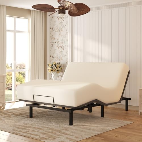 Image of Softa Queen Adjustable Bed Frame, Head & Foot Lift, Electric Bed Base with Remote Control, Whisper Quiet Motor, Oxford Fabric Bedspread, Mattress Holder, Easy Assembly