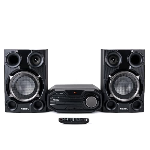 Roxel Roar CD Player Mini Hi-Fi System, 100W Speakers, BT Streaming, USB MP3 Playback, FM Radio, CD/CD-R/RW Compatible, AUX-In, Headphone Socket, Remote Control, Carbon & Gunmetal Finish (RCD-660) Roxel Roar CD Player Mini Hi-Fi System, 100W Speakers, BT Streaming, USB MP3 Playback, FM Radio, CD/CD-R/RW Compatible, AUX-In, Headphone Socket, Remote Control, Carbon & Gunmetal Finish (RCD-660)