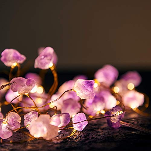 Miya Life Natural Amethyst Raw Stones Usb/Battery Powered 10Ft 40 Leds With Remote/Timer For Meditation Wedding Valentine's Day Present Bedroom Christmas Party Birthday Ornament #TOP5
