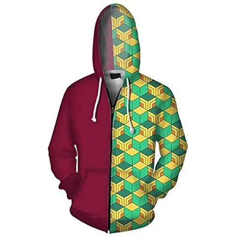 Anime Demon Slayer Pattern Hoodies Kimetsu no Yaiba Kamado Tanjirou Tomioka Giyuu Kamado Nezuko Agatsuma Zenitsu Robes,Long Sleeve Loose Sweatshirt Breathable and Waterproof with Hood S Cover