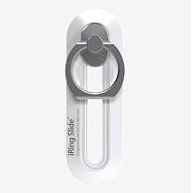 iRing Slide, Made in Korea, Wireless Charging Friendly Phone Holder. Cell Phone Ring Grip Finger Holder and Stand Compatible with iPhone 13,14,15,16 & 17 Series, Galaxy, and Other Smartphones White
