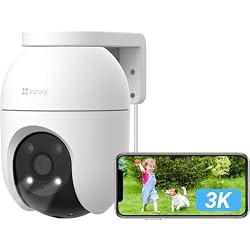 EZVIZ 3K Security Camera Outdoor Wired, No Monthly Fee, CCTV System,C8c 5MP | Pan/Tilt 360°, Colour Night Vision, Human/Vehicle Detection, Auto-Track, Work with Alexa/Google, IP65 Weatherproof Design