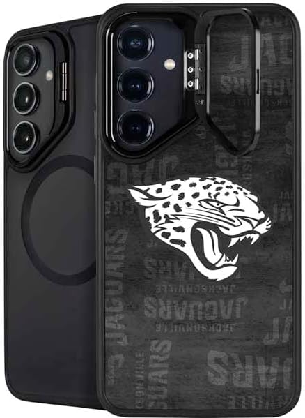 Skinit Kickstand Phone Case Compatible with Galaxy S25 - Officially Licensed NFL Jacksonville Jaguars Black & White Design