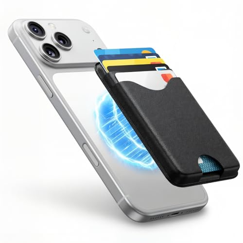 Image of For MagSafe Wallet, 5-Card Holder with RFID Blocking, Vegan Leather Slim Magnetic Wallet, Bottom Card Ejection, for iPhone 17 /16 /15 /14 /13 /12 Series, Not for Mini,Black