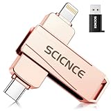 SCICNCE 512GB Phone Flash Drive Photo Stick, USB Memory Stick for Photo Video Backup & Storage, No APP Required, Compatible with iPhone iPad Android PC, Rose Pink