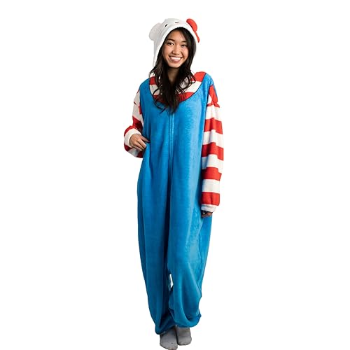 Bioworld Hello Kitty & Friends Hooded Hello Kitty Kigurumi Cosplay Onesie Costume Union Suit-XL Blue