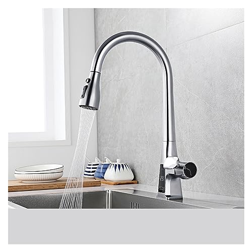 Robinet d'évier à double commande noir et chrome avec écran digital intégré - 2