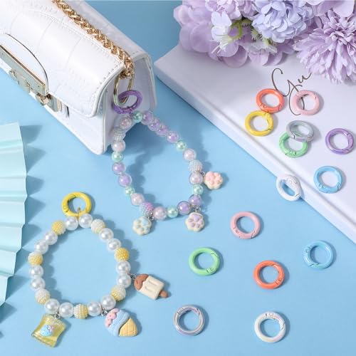 SUNNYCLUE 1 Box 16Pcs Spring O Ring Clasps Spring Gate Ring Spring Clasps Purse O Ring Metal Round Carabiner Clips Trigger Spring O Rings for bag charms Keyrings Buckle Bags Purses DIY Crafts - Image 4