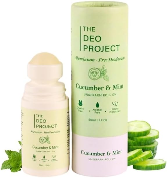 The Deo Project Cucumber & Mint Natural Underarm Roll On | With 5% Vitamin C,...