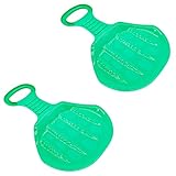 Color: verde Pack de 2 trineos Deslizadores Infantiles para Nieve con asa 33,5 x 49,5 x 3 cm, Asiento Deslizador para Exterior, césped, Arena, Tabla de esquí Unisex para niños, Deportes, Aire Libre (Verde)