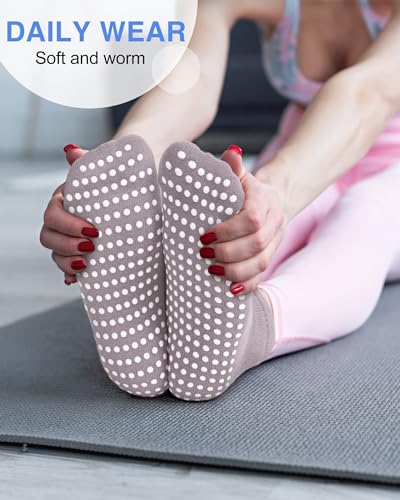 Image of Chuarry 60 Pairs Cotton Yoga Socks Non Slip Skid Sticky Socks for Women Elderly Hospital Pilates Ballet Barre