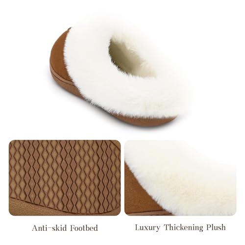 Jerzmy Fuzzy Slippers for Women, Memory Foam Cushion Womens House Slippers Suede Fluffy Faux Fur Lining Comfy Home Shoes for Indoor Outdoor Bedroom Garden Winter3