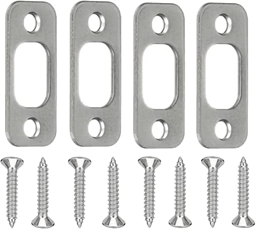 MLINS 4 Pcs Stainless Steel Deadbolt Strike Plate Latch Plate Door Latch Cover Adjustable Deadbolt Strike Plate Door Lock Plate Replacement
