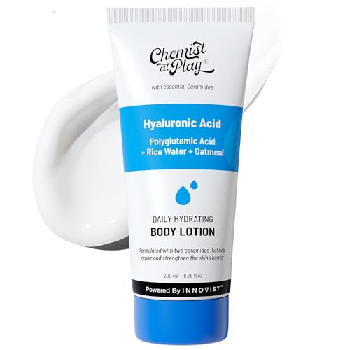 Image of Chemist at Play Hydrating Body Lotion with Rice Water & Hyaluronic Acid for Deep Moisturization | All Skin Type | Hydrate Dry and Flaky Skin | Vegan & Cruelty-Free | 200 ml