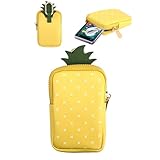 MP3 & MP4プレーヤーキャリーケースバッグ Oilsky/TIMMKOO/innioasis用/SWOFY 4インチ&アンダーミュージックプレーヤー用、ポータブルMP3オーガナイザーポーチ、イヤホン/ケーブル/アクセサリー用、イエローパイナップル(バッグのみ)