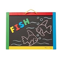 Melissa & Doug Magnetic Chalkboard and Dry-Erase Board with 36 Magnets (Numbers and Uppercase Letters), Chalk, Eraser, and Dry-Erase Pen