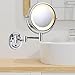 JERDON Wall-Mounted Makeup Mirror with 5X Magnification - Nickel Makeup Mirror with LED Lights - Plug in - HL65N