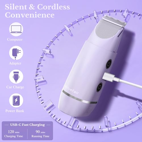 Image of Bikini Trimmer for Women,2 in 1 Electric Razors for Women Electric Shaver for Cordless Body Hair Trimmer Shaver for Trip,Replaceable Lady Facial Razor Bikini Trimmer for Legs Private (Purple)