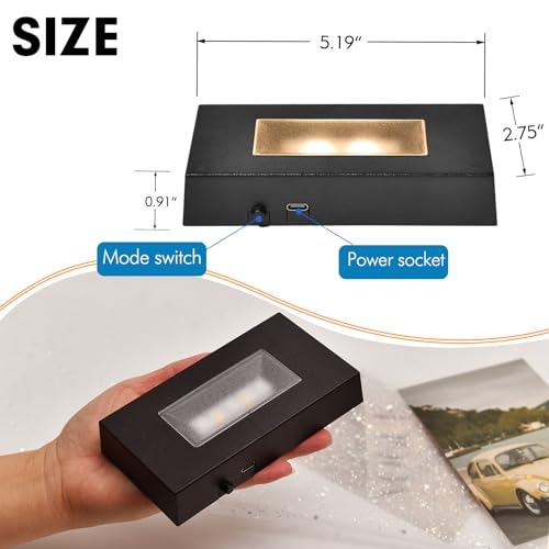 Image of IFOLAINA LED Light Base Multicolor Rectangle Display Stand for Crystal Art Lighted Up Pedestal Color Changing Black LED Base for 3D Glass Home Holiday Party Decor